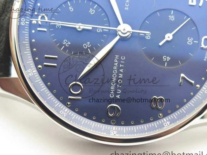 MIROTIME 0208 MoistureWicking Portuguese IW371491 ZF 1:1 Best Edition SS Blue Dial On Leather Strap A79350 (Slim Movement) V 7221